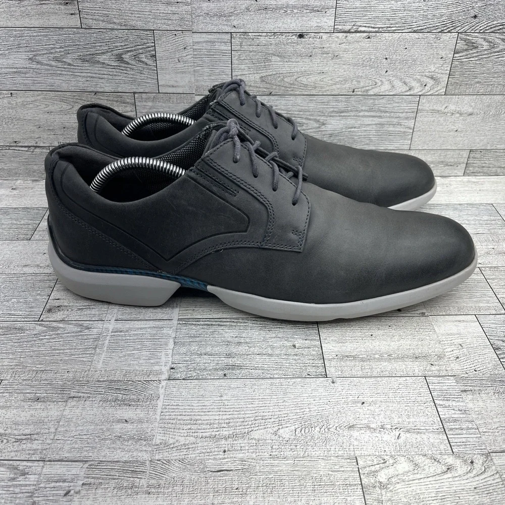 Rockport Total‎ Motion Gray Leather Plain Toe Sneaker Shoes Men Size 11